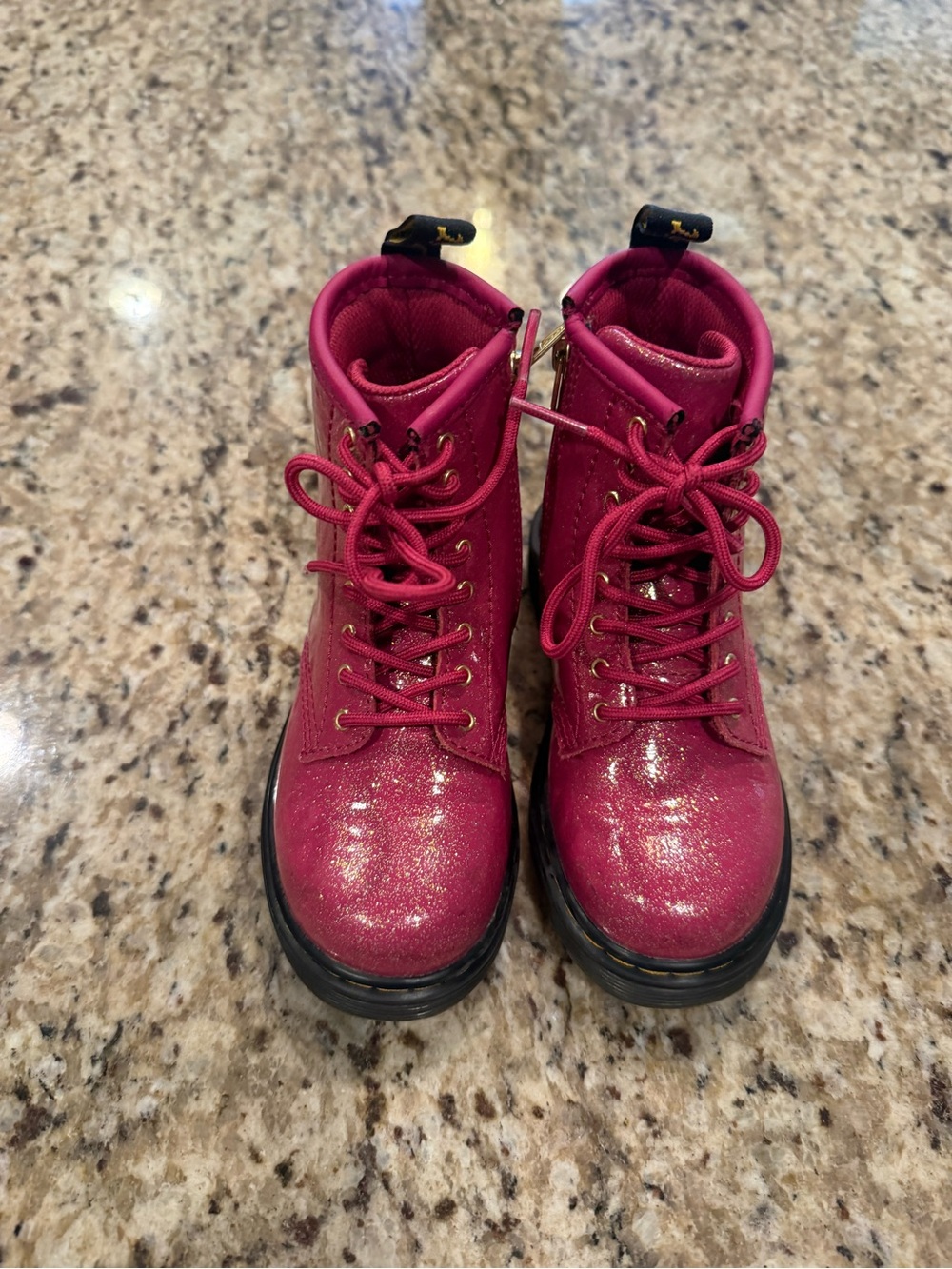 Sz10 Dr. Martens Kids Glitter Lace-Up Boots